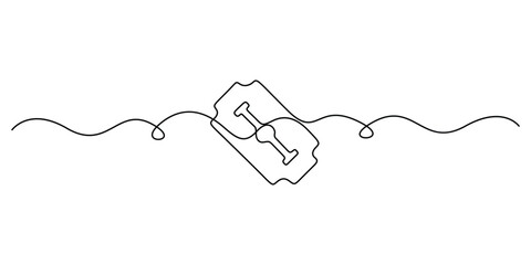 Dangerous razor blade in one continuous line drawing vector illustration