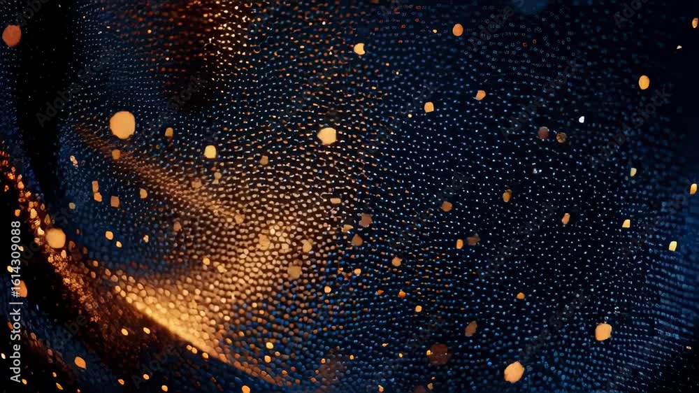 Aufkleber glowing particles dance over a dark surface in a mesmerizing display of light and color