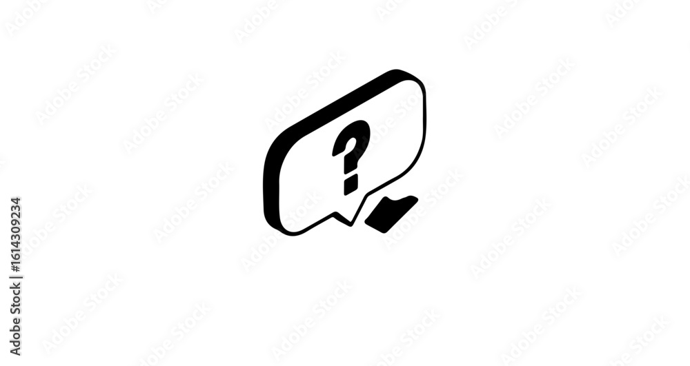 Poster interface icon isometric question mark in speech bubble icon for faq help support and assistance con