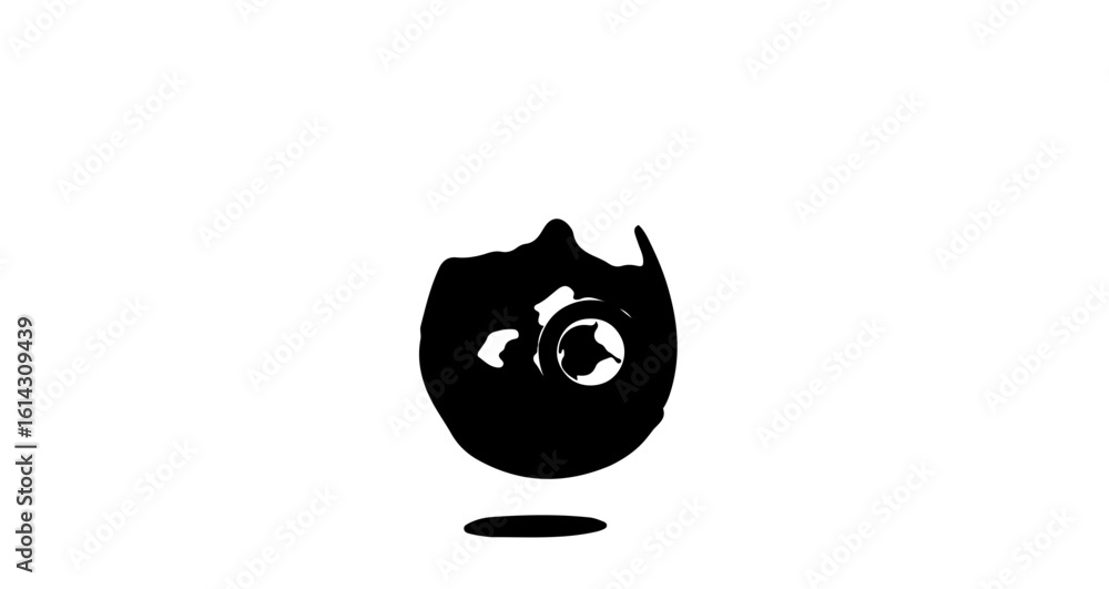 Poster interface icon abstract black and white art illustration of an object with a hole and shadow graphic