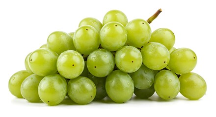 Fresh Bunch of Green Grapes on Pure White Background with Soft Light