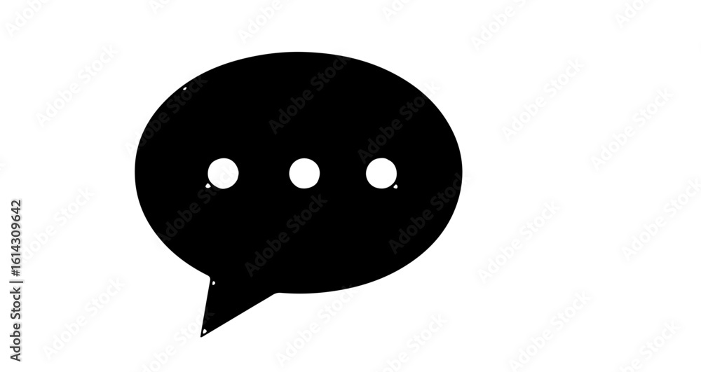 Poster interface icon black speech bubble with ellipsis vector illustration for communication and social me