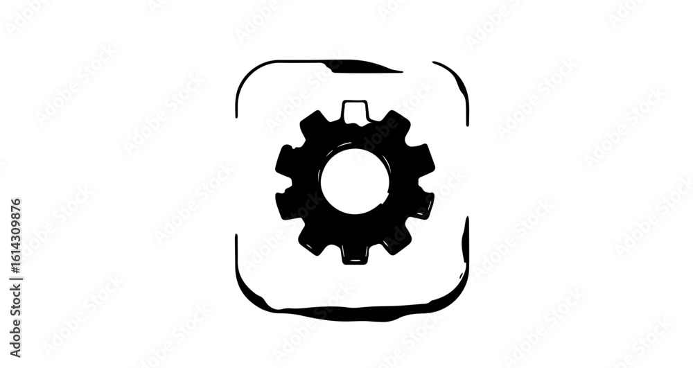 Poster interface icon mobile app development settings icon for gear configuration and technology solutions 