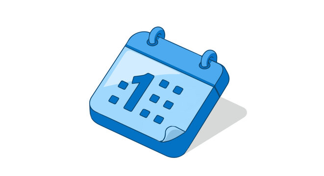 Interface icon blue calendar icon with number one for appointments reminders and schedule management on white background vector