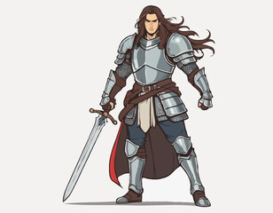 Fantasy Warrior Character – Medieval Fighter with Sword and Armor