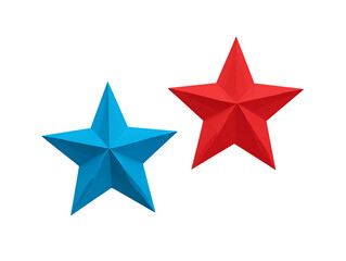 Obraz premium Blue and Red Five Pointed Stars on Transparent Background, PNG