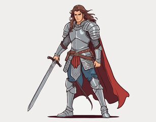 Fantasy Warrior Character – Medieval Fighter with Sword and Armor