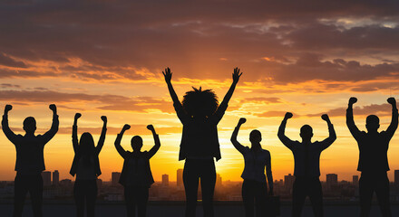 Fototapeta premium Teamwork and achievement of corporate goals