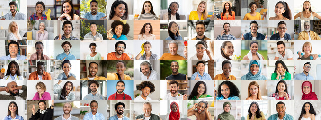 A vibrant collage showcases a joyful collection of diverse individuals from various backgrounds,...