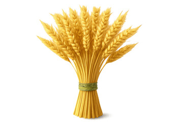 Fototapeta premium Realistic illustration of a bunch of ripe wheat tied with a rope, isolated on transparent background
