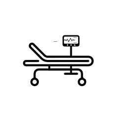 A sleek and professional vector illustration of a state-of-the-art ICU (Intensive Care Unit) hospital bed, unoccupied, styled with crisp lines and a muted color scheme to evoke cleanliness, precision,