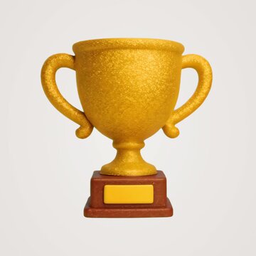 Golden trophy award achievement celebration animation isolated asset, transparent 4K video, alpha channel, ProRes 4444