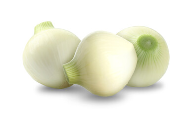 Fresh ripe onion bulbs isolated on white