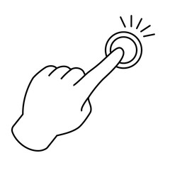 ボタンを押す左手の線画イラスト素材