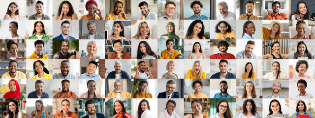 A vibrant collage showcases a diverse group of people with different ethnic backgrounds, all...