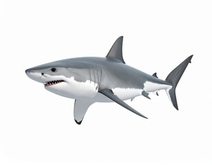 Naklejka premium Majestic great white shark, a formidable ocean predator depicted on white background
