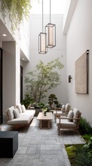 Modern courtyard, light & airy,  zen-like