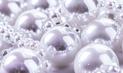 Fototapeta premium Elegant string of luminous pearls close up beauty of precious gemstones