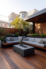 Modern urban patio with fire pit (1)