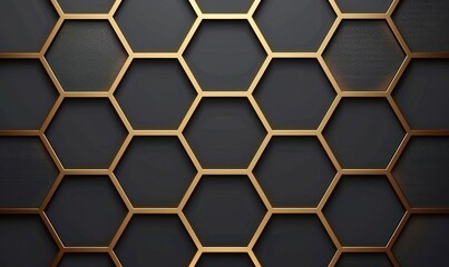 Golden honeycomb pattern geometric hexagon design with gray background