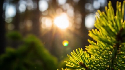 Sunlight Through Pine Needles: A Forest's Golden Hour Beauty Shot 50 Character - Powered by Adobe