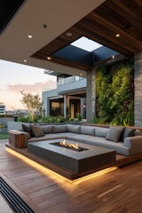 Modern outdoor living area with fire pit (1)