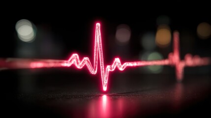 Cardiogram wave glowing