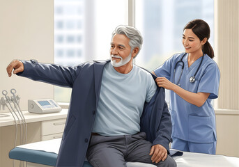 Obraz premium Doctor Consulting Patient in Clinic