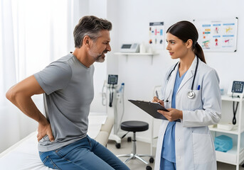 Fototapeta premium Doctor Consulting Patient in Clinic