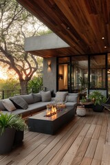 Modern outdoor living area with fire pit (2)