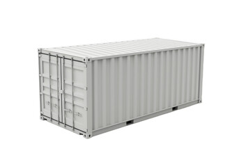 A pristine white shipping container sits ready for its next journey, isolated on transparent background