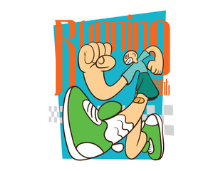 doodle pop art running background vector design
