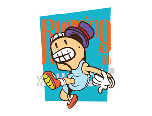 doodle pop art running background vector design
