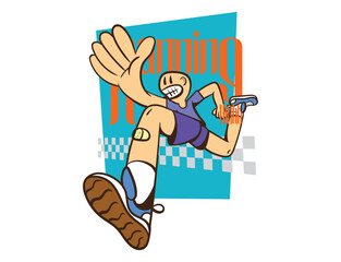 doodle pop art running background vector design
