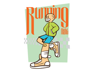 doodle pop art running background vector design
