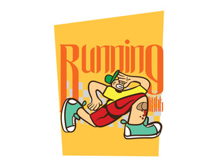 doodle pop art running background vector design
