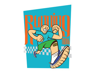 doodle pop art running background vector design
