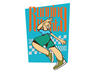 doodle pop art running background vector design
