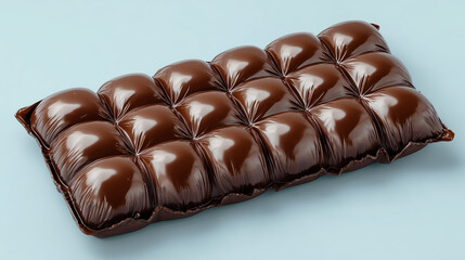 A chocolate bar balloon, soft puffed segments with stretched edges and seamless candy gloss