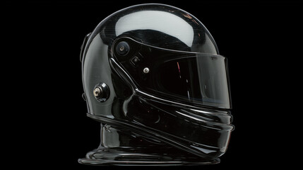 Black racing helmet on black back drop