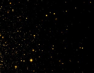 Golden glittering particles on black background