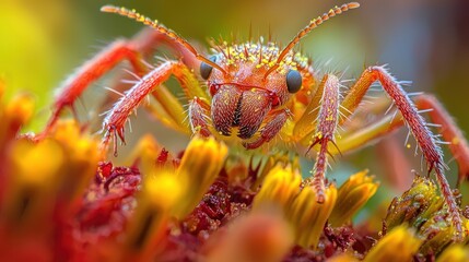 Fototapeta premium Vibrant ant on a flower