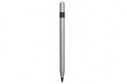 Silver stylus pen with black stripe detail, isolated on transparent background, ready for graphic design projects - Powered by Adobe