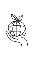 Hand holding Earth with sprout