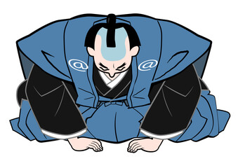 深々と謝罪するお奉行