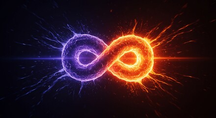 Fiery and Icy Infinity Symbol: Abstract Energy Concept, Dynamic Design, Powerful Mood