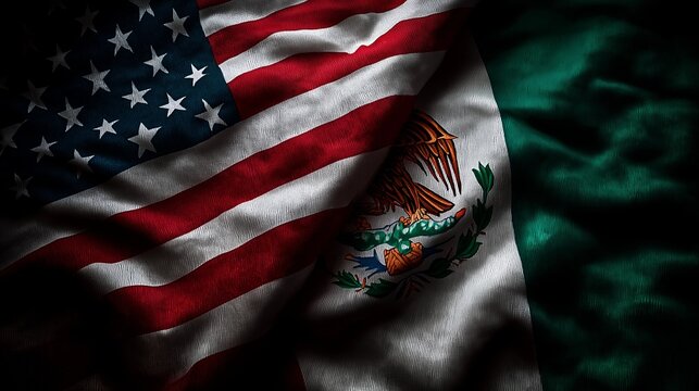 United states mexico flag image for border relations and trade concept