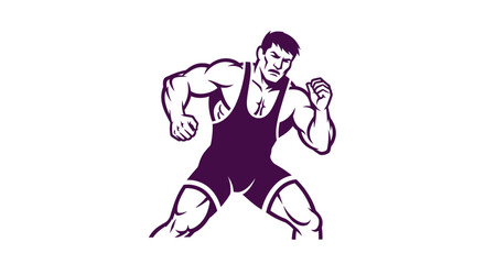 Fototapeta premium Determined wrestler preparing for a match in focused action vector illustration design graphic, showcasing strength and agility in a competitive sport