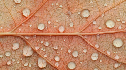 Fototapeta premium Dew-kissed autumn leaf texture