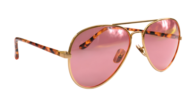 Floating aviator sunglasses on white background transparent background